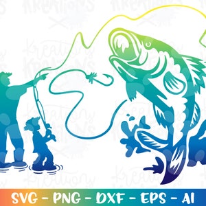 Fishing Father and Son SVG Grandpa Grandson Fathers Day Fish Bass gift idea print iron on cut file Cricut Silhouette Download vector png dxf