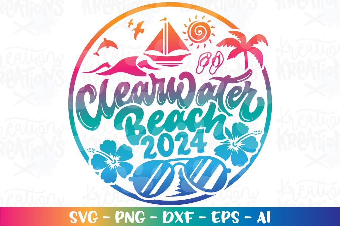 Clearwater Summer Beaches 2024 USA Svg Florida Beach Print Iron on ...