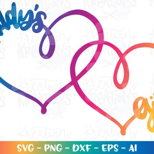 Daddy&#39;s Girl SVG cute girl Father&#39;s Day interlocking hearts svg iron on print cut file Cricut Silhouette Instant Download vector png eps dxf
