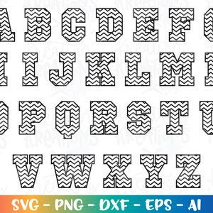 Chevron font Alphabet svg zigzag letters and numbers SVG cut cutting files Cricut Silhouette Instant Download vector svg png eps dxf image 3