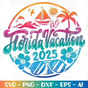 Florida svg Sommer Strand Urlaub 2025 Florida Spring Break Druck Aufbügler Farbschnitt Datei Silhouette Cricut Cameo Sofort Download Vektor PNG