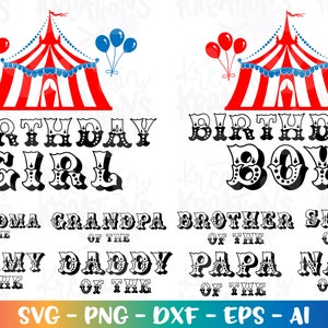 Thème du cirque SVG cirque clipart anniversaire garçon anniversaire fille thème svg sticker numérique svg coupe fichier Cricut téléchargement immédiat vecteur SVG png dxf