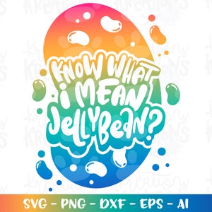 Weet je wat ik bedoel met jellybean? Svg vrolijk pasen citaat kinderen schattig jelly beans snoep opstrijkbare print gesneden bestand Cricut silhouet downloaden vector png