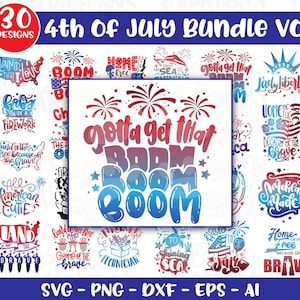 4 juillet Bundle svg 30 modèles Etats-Unis Amérique patriotique fer sur sticker impression svg coupe fichier silhouette cricut téléchargement png dxf Sublimation