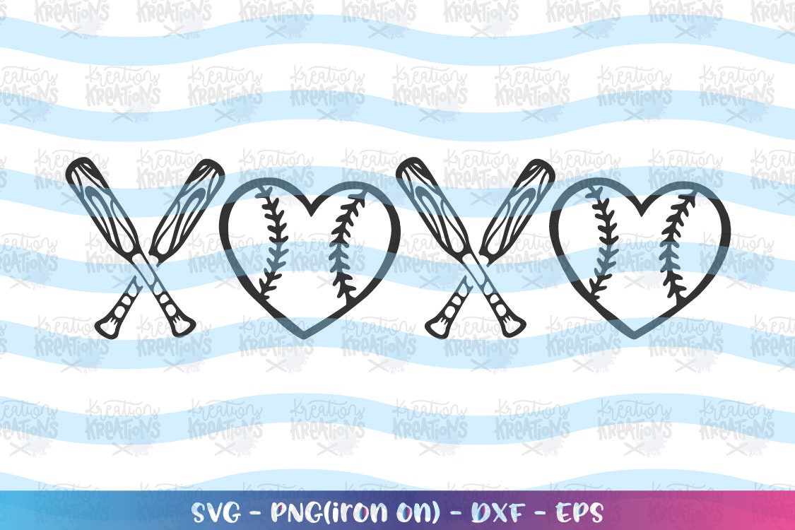 Download Xoxo Baseball Svg Baseball Heart Printable Iron On Valentines Etsy