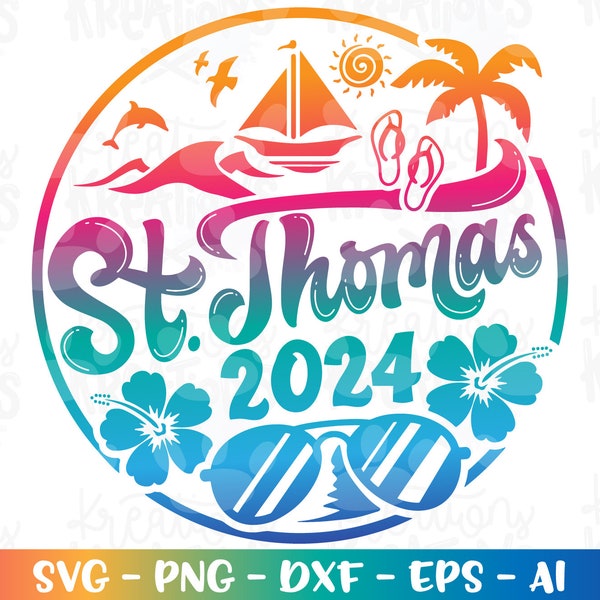 St. Thomas Virgin Islands svg Caribbean Summer Beach emblem svg hand drawn svg print decal iron on cut file silhouette cricut cameo png