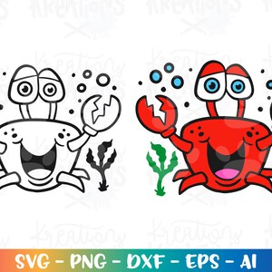 Krab słodki SVG Lato Plaża Krab Clipart kreskówka dzieci drukuj żelazko na wycięte pliki Cricut Sylwetka Natychmiastowe pobieranie wektor SVG png Sublimacja