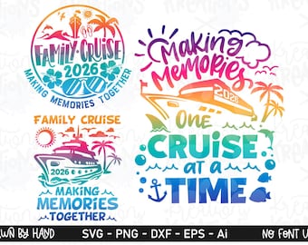 Family Cruise ship Making Memories one Cruise at a time SVG print iron on cut file silhouette cricut cameo download vector png Sublimation