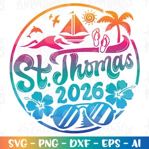 St. Thomas Jungferninseln svg Karibik Sommer Strand Emblem svg Hand gezeichnetes svg print Abziehbild Eisen auf Schnittdatei Silhouette Cricut Cameo png