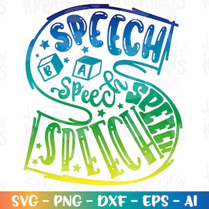 Regreso a la escuela svg Terapeuta del habla Maestro niños especiales niña niño hierro en archivo de corte de color imprimible descargar sublimación de color