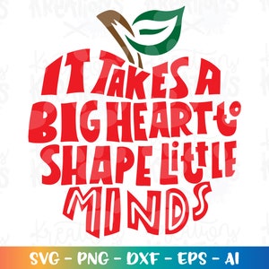 leraar SVG dank je leraar SVG it takes a big heart to shape little minds svg gesneden bestanden Cricut silhouet downloaden vector SVG png eps dxf