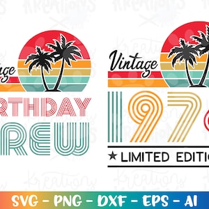 Compleanno 1974 Spiaggia Vintage svg Personalizzato Vintage compleanno Estate download digitale stampa a sublimazione colore ferro su file di taglio silhouette cricut