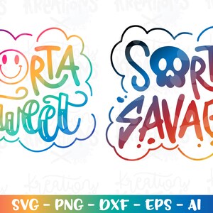 Sorta Sweet Sorta Savage svg Girl Boy fofo Camisas combinando imprimir ferro em arquivos cortados Silhueta Cricut Baixar vetor SVG png dxf Sublimação