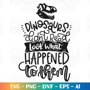 Les dinosaures n'ont pas lu regardez ce qui leur est arrivé Citation de livre SVG Livres de dinosaures lisez des fichiers de la semaine de lecture Cricut Silhouette SVG png dxf