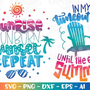 Soluppgång Solbränna Solnedgång Upprepa svg Solskyddsmedel Strandtryck T-shirt Rolig svg Klippfil Silhuett Cricut Direktnedladdning Vektor svg EPS PNG DXF