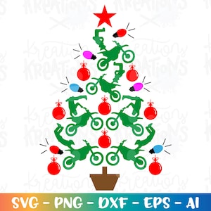 Dirt Bike Christmas Tree SVG Motorcross Christmas theme print iron on color Cut Files Cricut Silhouette Cameo Download  dxf png Sublimation