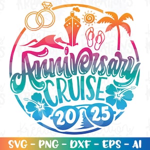 Barco de crucero svg Aniversario Emblema de crucero Camiseta de crucero Impresión svg Calcomanía Archivo de corte Silueta Cricut Cameo Descargar Vector png Sublimación