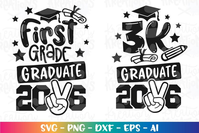 Graduation Bundle Pack Peace Sign SVG PNG 3K Pre-k Kindergarten 1st ...