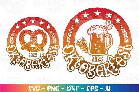 Oktoberfest SVG Octoberfest beer pretzel emblem design logo print iron on decal Cut Files Cricut Silhouette Digital Vector Sublimation PNG
