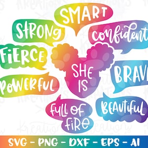 Ze is woest svg sterk mooi zelfverzekerd dapper slim Afro-Amerikaanse print opstrijkbare gesneden bestanden Cricut silhouet downloaden vector png dxf