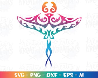 Stingray tribal svg  Stingray svg decal printable iron on cut cutting file silhouette cricut studio vector svg instant download png dxf