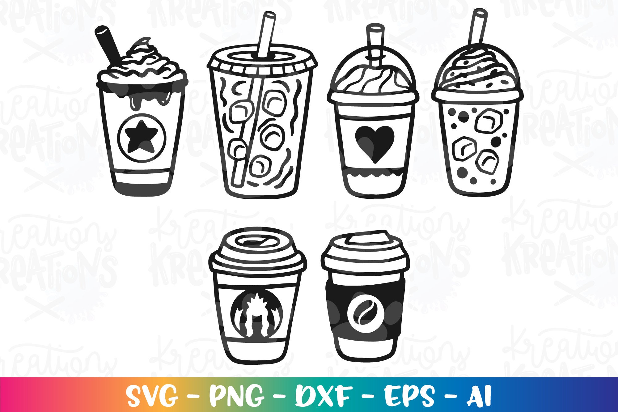 Coffee SVG Latte SVG Cold Brew Svg Frappucinno SVG Iced Coffee 