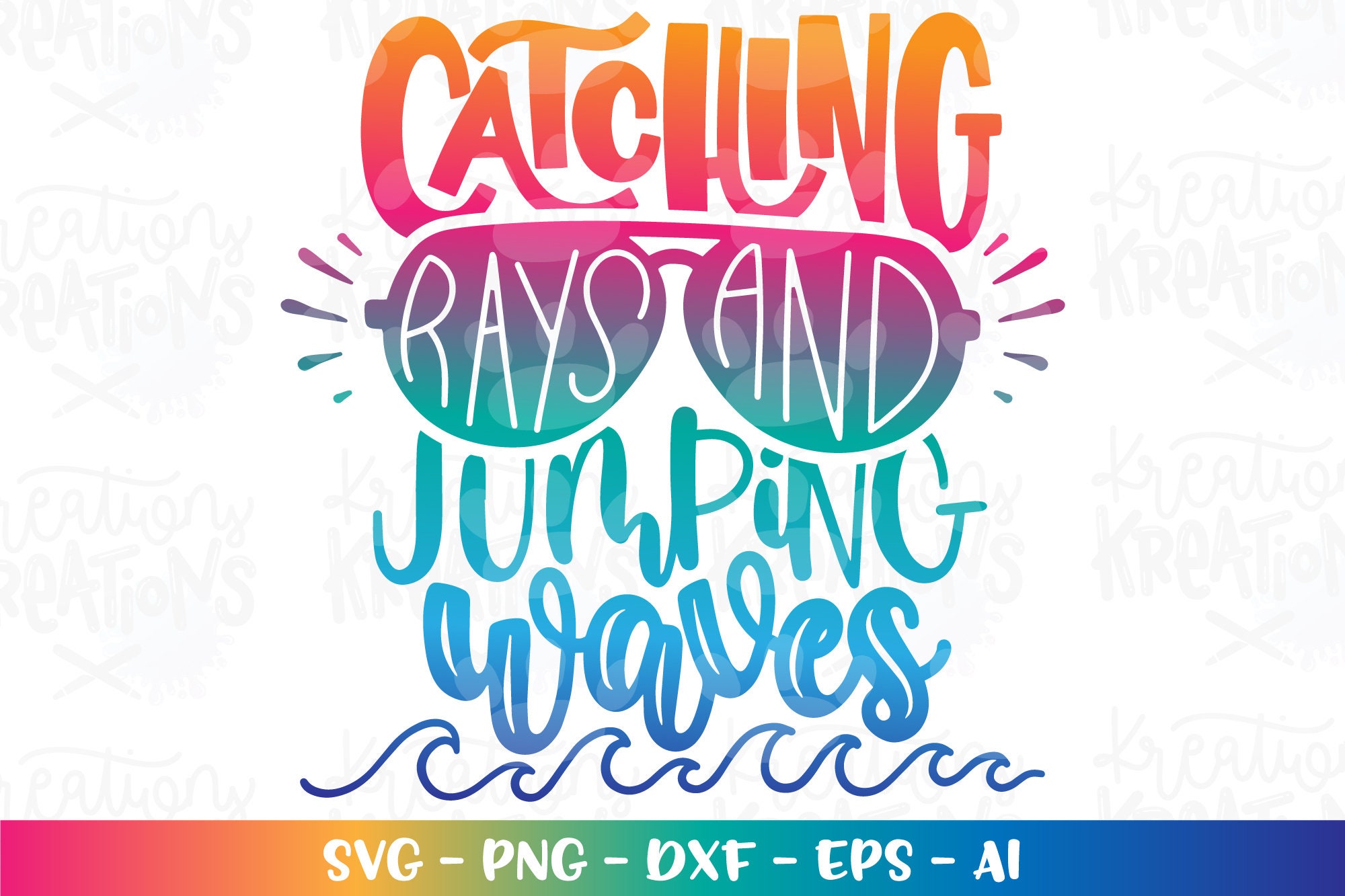 Catching Rays and Jumping Waves Svg Hand Drawn Svg Summer Etsy