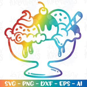 Eisbecher Clipart SVG Eis Eisbecher Schaufeln lustige Clipart Sommer Zitat Kinder niedlich Druck Eisen auf Schnittdatei Cricut Silhouette Download png dxf