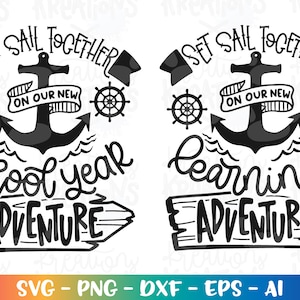 Nautische SVG Lehrer Lehre Zitate Lernen Schuljahr Abenteuer Nautische Thema Anker Segel Druck Eisen auf Schnittdateien Cricut Silhouette SVG