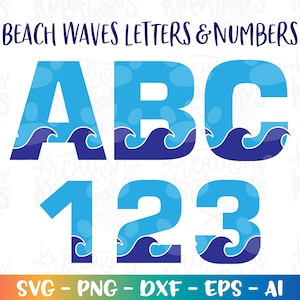 Waves Beach font Alphabet svg Font letters and numbers SVG cut cutting files Cricut Silhouette Instant Download vector svg png eps dxf