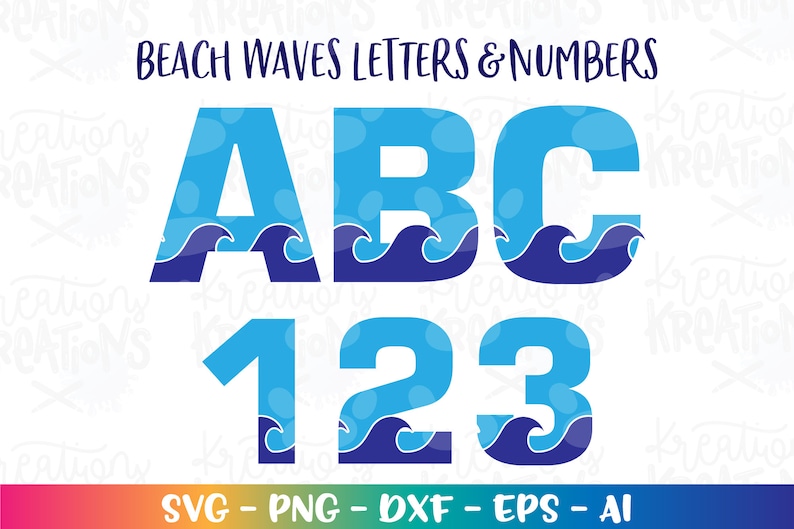 Waves Beach font Alphabet svg Font letters and numbers SVG cut cutting files Cricut Silhouette Instant Download vector svg png eps dxf image 1