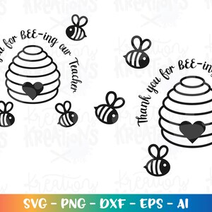 Leraar SVG bedankt leraar SVG Bijenkorf bedankt voor het BIJEN mijn studenten schattige bij gesneden bestanden Cricut silhouet Download vector png dxf