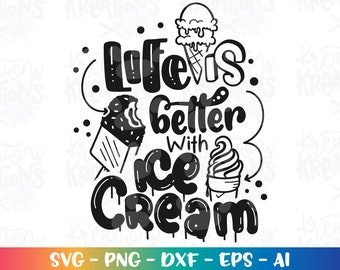 アイスクリームがあれば人生はもっと楽しくなる svg アイスクリーム svg 夏の名言 子供向け svg かわいいプリント アイロンプリント カットファイル Cricut シルエット ダウンロード SVG png eps dxf