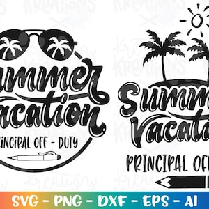 Dyrektor SVG wakacje letnie Dyrektor poza służbą SVG Pomysł na prezent na lato naklejka na koszulkę Wytnij plik Cricut Sylwetka Wektor Png Sublimacja