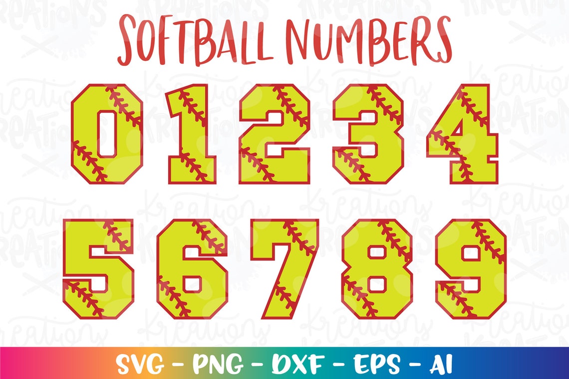 Softball Numbers Svg Softball Svg Numbers SVG Sports Numbers Etsy