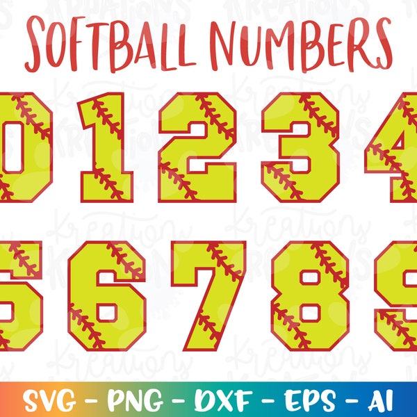 Softball Numbers svg Softball svg numbers SVG sports numbers svg cut cutting files Cricut Silhouette Instant Download vector svg png eps dxf