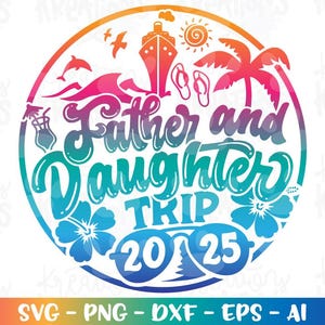 Vater und Tochter Trip svg Kreuzfahrt Ausflug Strand Sommer Urlaub Kreuzfahrt Schiff Aufkleber Schnitt Datei Silhouette Cricut Cameo Download Vektor png