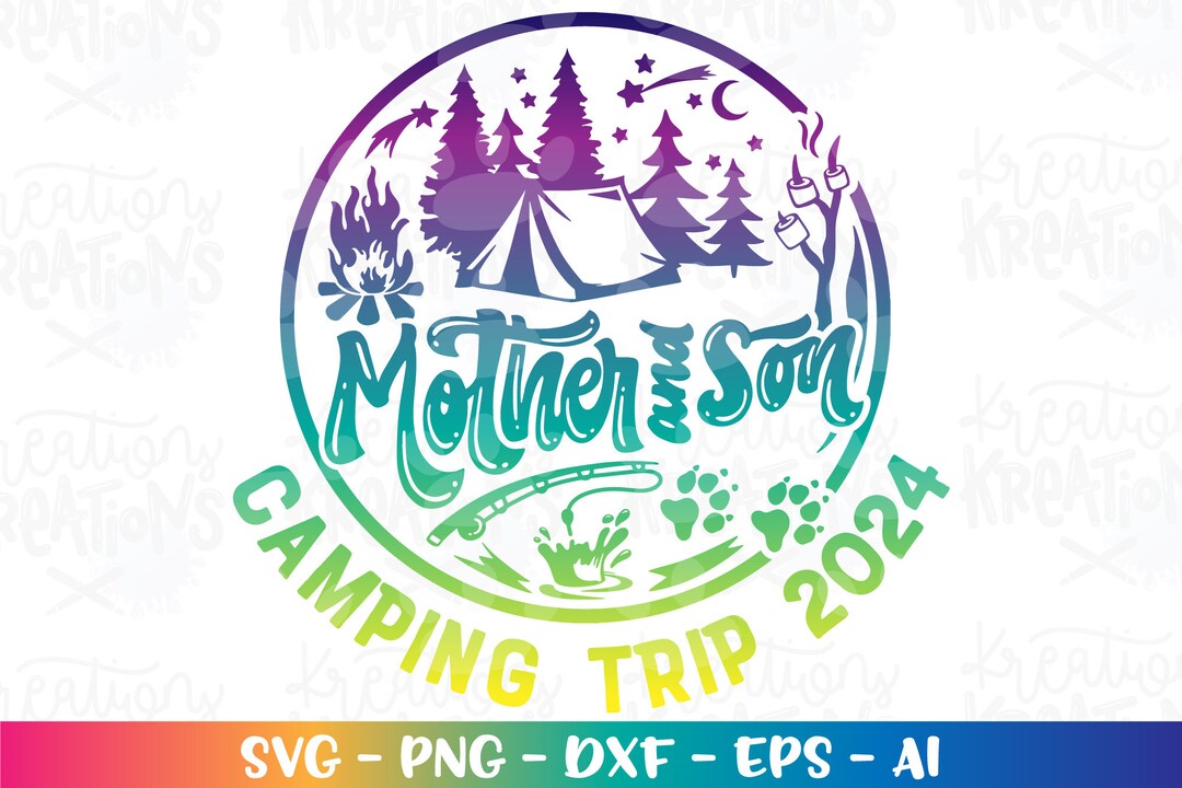 Family Camping Trip Svg Mother and Son Svg Customized Print Decal Iron