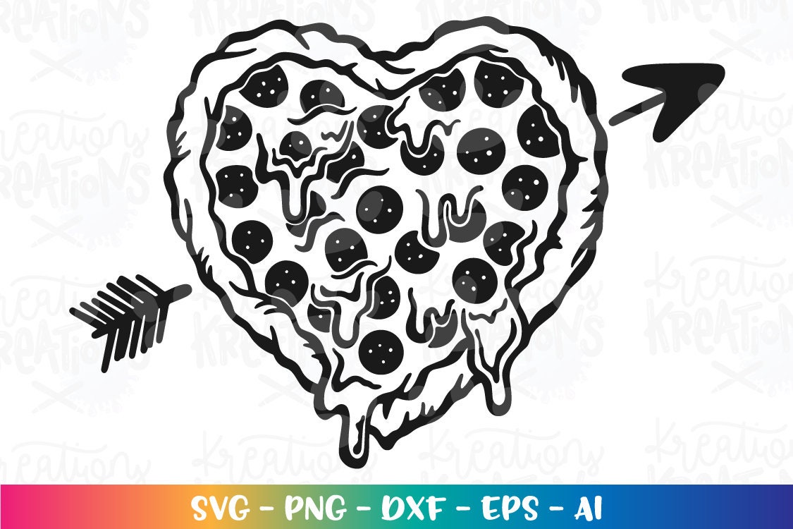 Pizza Heart shape Love svg Valentine's Day Pizza quote Etsy