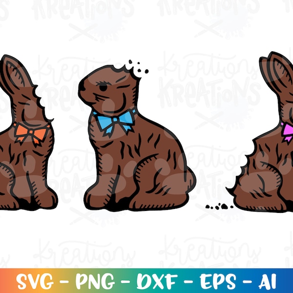 Easter Chocolate Bunny Clipart SVG Funny Happy Easter Matching shirts print iron on Cricut Silhouette Download Sublimation