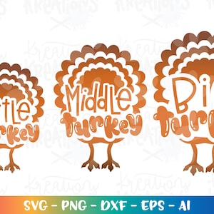 Gran pavo svg Pequeño Pavo Medio acción de gracias svg a juego hermano hermana bebé corte archivo silueta cricut estudio descargar eps png dxf
