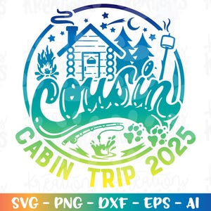 Viagem de Cabana de Primo svg Nome de Família de Primos svg sublimação impressão decalque ferro em arquivo de corte silhueta cricut camafeu download vetor png