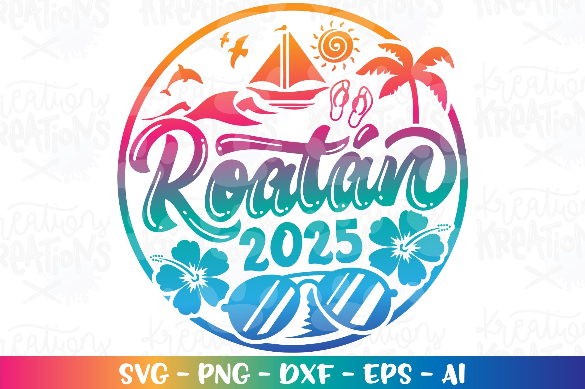 Roatan Beach svg Summer Beach emblem svg Caribbean print decal iron on cut file silhouette cricut cameo download vector png Sublimation
