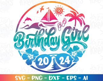 Beach Birthday GIRL svg custom birthday Summer beach digital download sublimation color print iron on cut file silhouette cricut studio