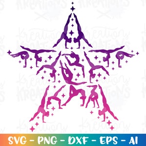 Gymnastics Star SVG Star Shape Gymnastics print iron on color Cut Files Cricut Silhouette Cameo Download  dxf png Sublimation