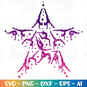 Gymnastics Star SVG Star Shape Gymnastics print iron on color Cut Files Cricut Silhouette Cameo Download  dxf png Sublimation