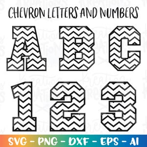 Chevron font Alphabet svg zigzag letters and numbers SVG cut cutting files Cricut Silhouette Instant Download vector svg png eps dxf image 1