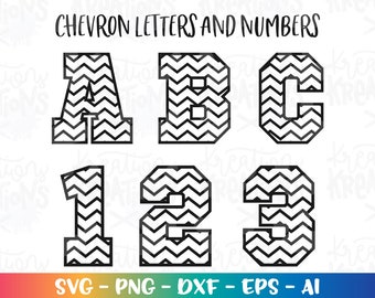 Chevron font Alphabet svg zigzag letters and numbers SVG cut cutting files Cricut Silhouette Instant Download vector svg png eps dxf