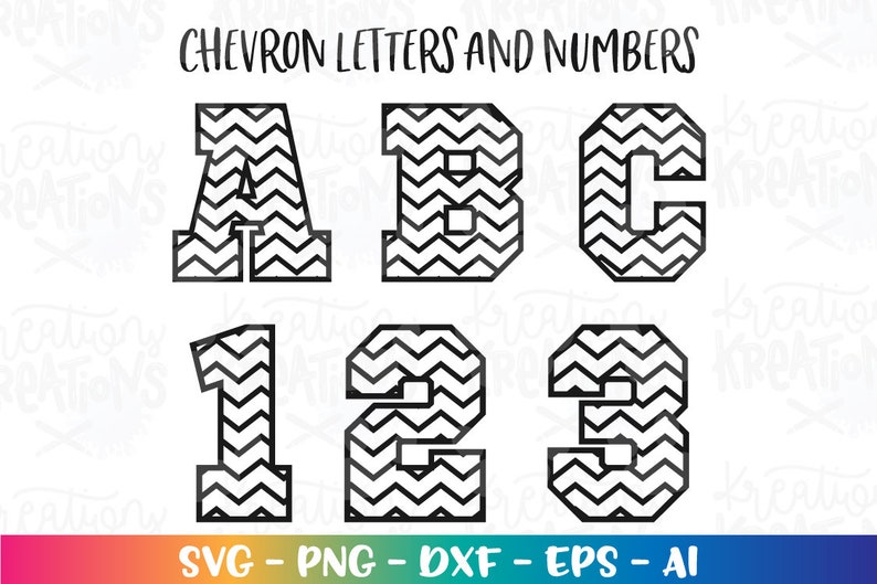 Chevron font Alphabet svg zigzag letters and numbers SVG cut cutting files Cricut Silhouette Instant Download vector svg png eps dxf image 1