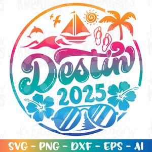 Destin Beach svg Summer Beach emblème svg vacances impression sticker fer sur fichier coupé silhouette cricut camée téléchargement immédiat vecteur png